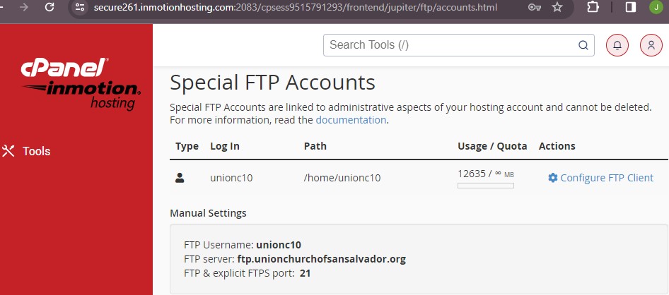 FTP Username Account found