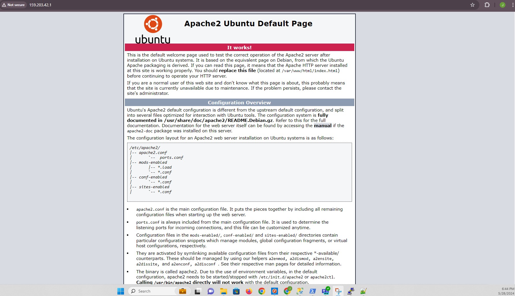 Verify successful installation of Apache