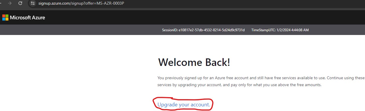 Click Upgrade your account