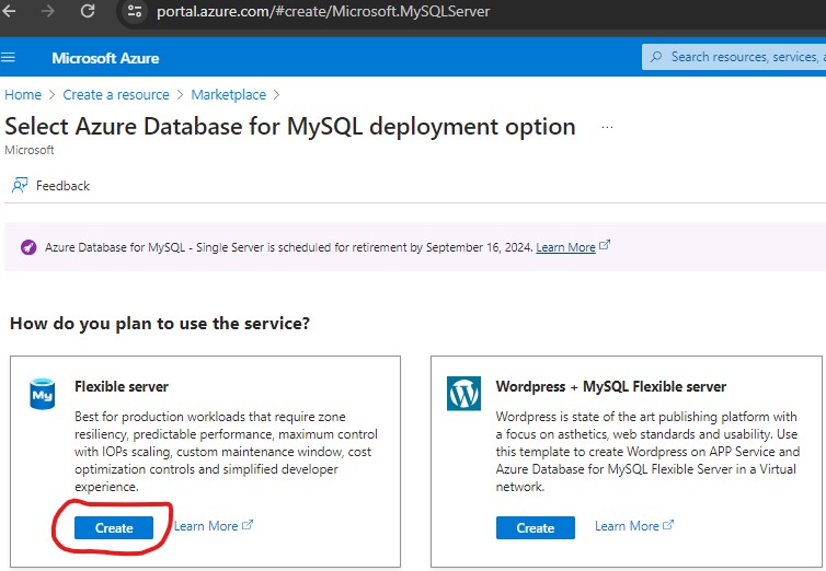 Create Flexible Server for MySQL