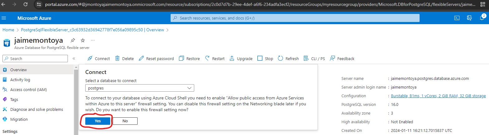 Allow public access from Azure Services