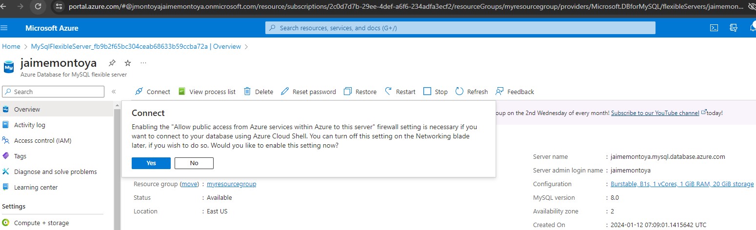 Allow public access from Azure Services