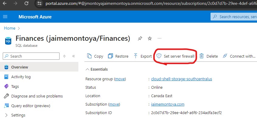 Set server firewall