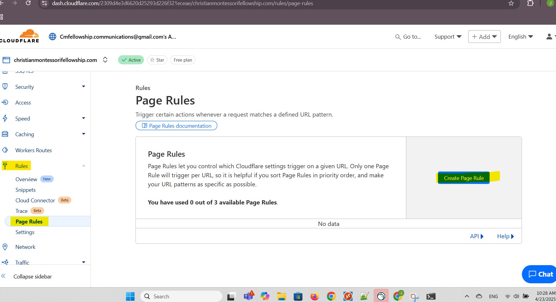 Create Page Rule