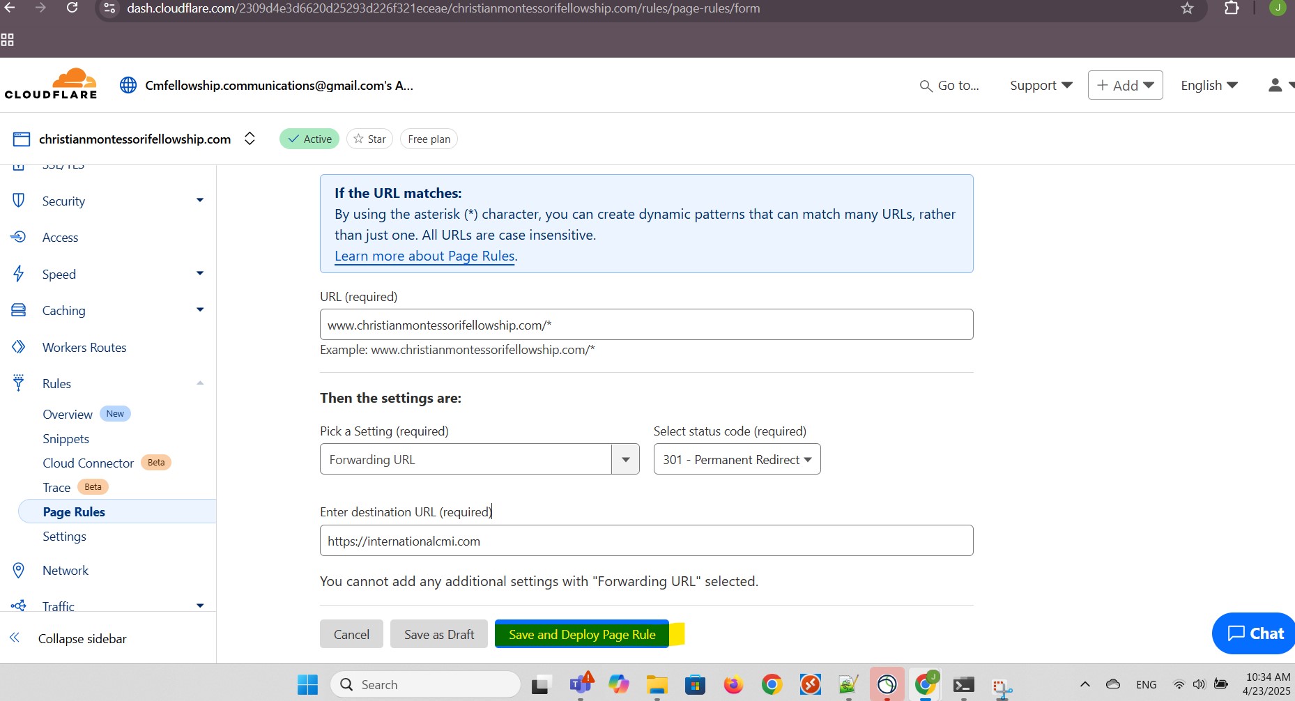 Save and Deploy Page Rule