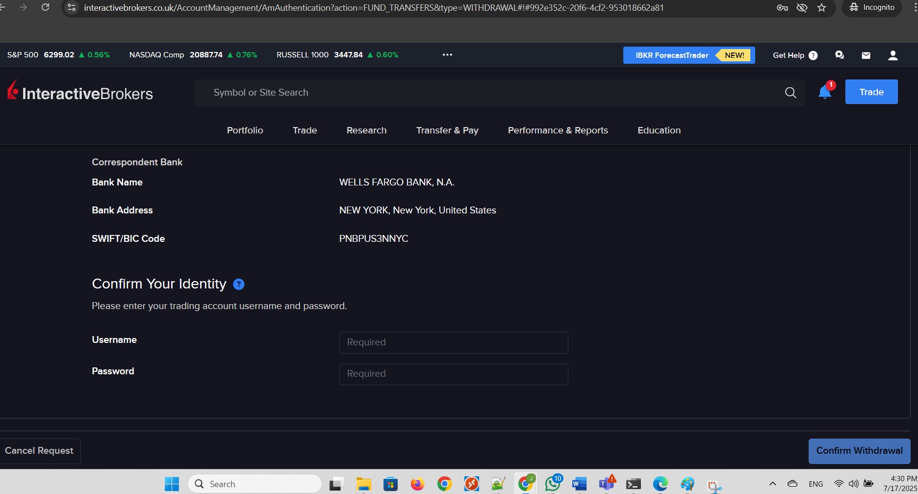 Confirm withdrawal. Part 3 of 3.