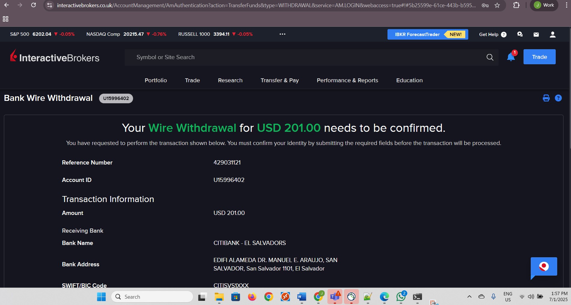 Scroll down to confirm withdrawal. Part 1 of 2.
