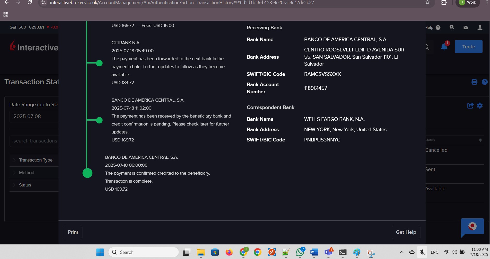 Wire transfer completed, appearing on Interactive Brokers. Part 2 of 2.