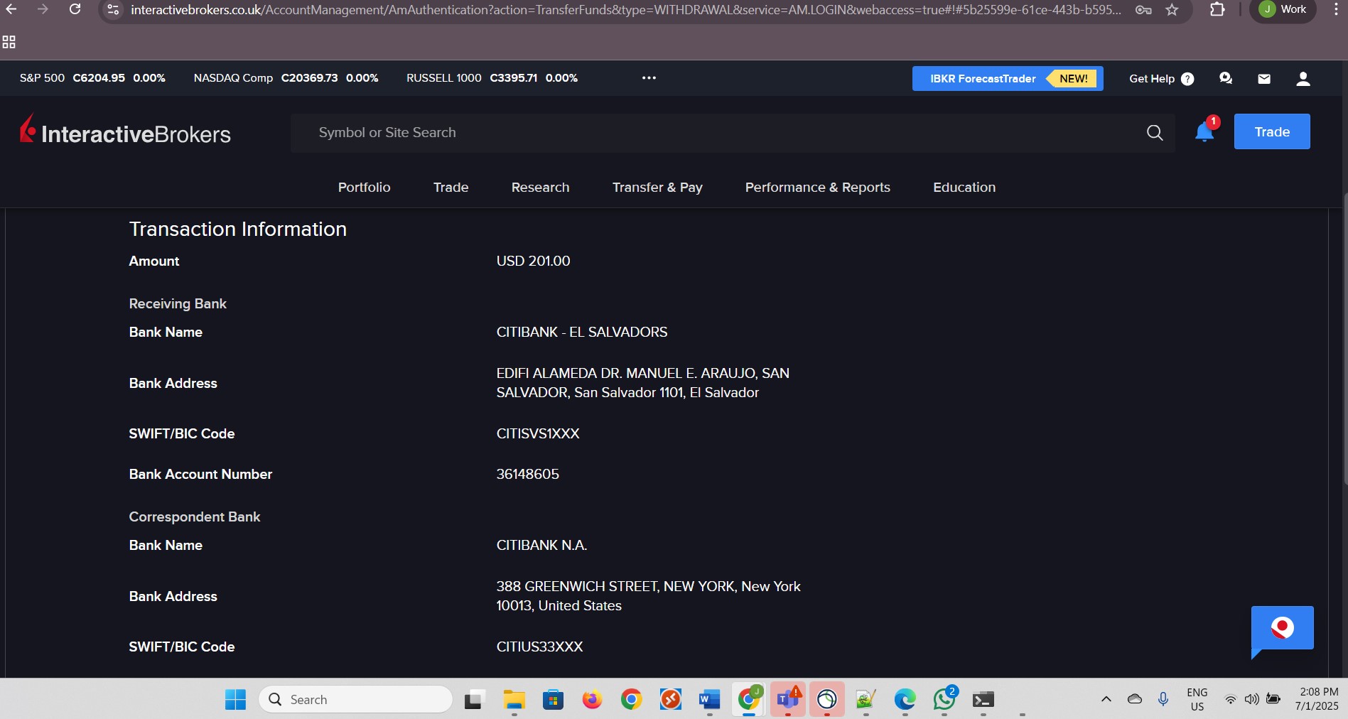 Withdrawal submitted. Part 2 of 3.