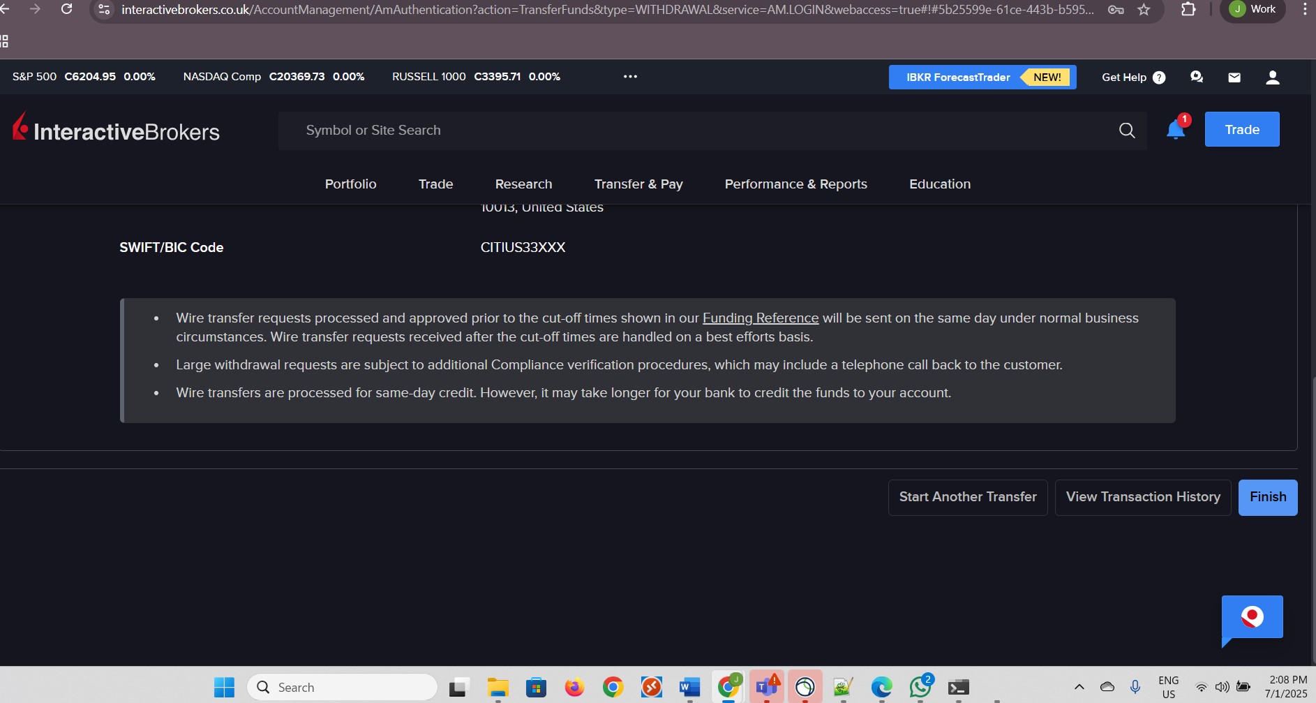 Withdrawal submitted. Part 3 of 3.