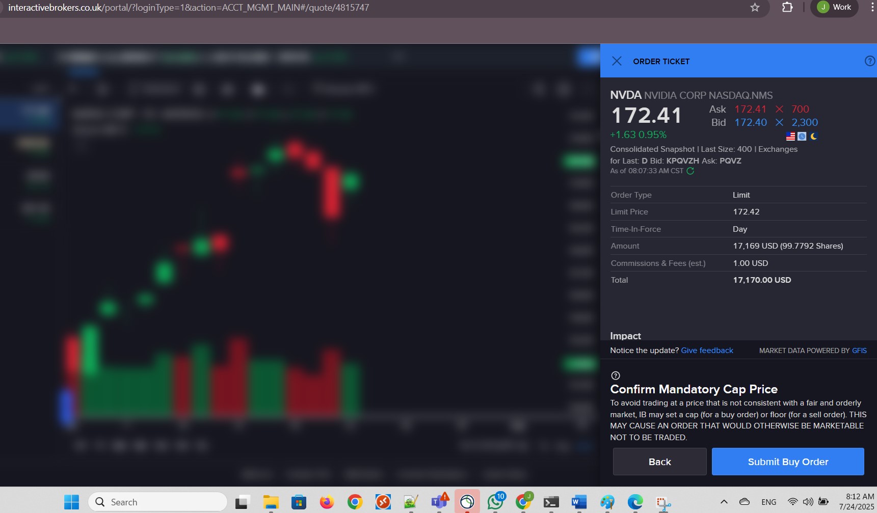 Submit buy order.