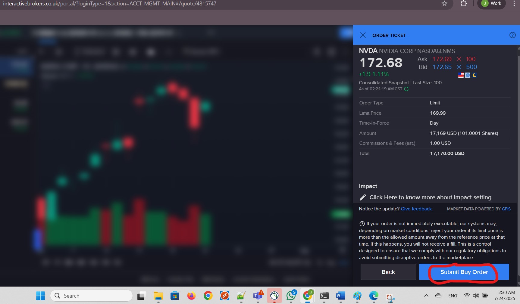 Submit Buy Order for Nvidia.