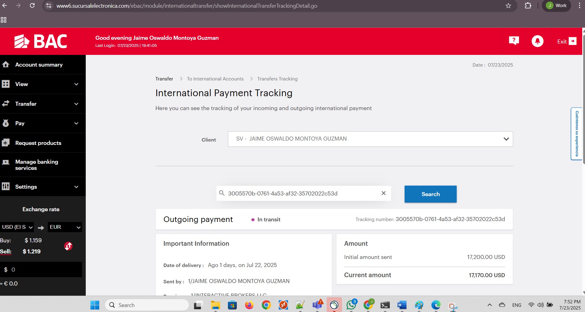 Tracking completed payment. Part 1 of 2.