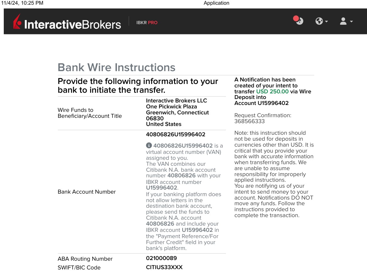 Wire transfer 2024 information. Part 1 of 2.